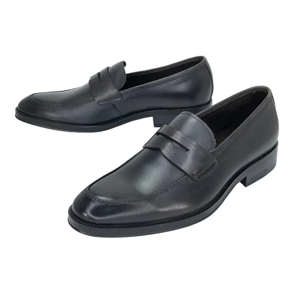 Kenneth Cole Brock Dark Grey Leather Mens Penny Loafers Size 7M