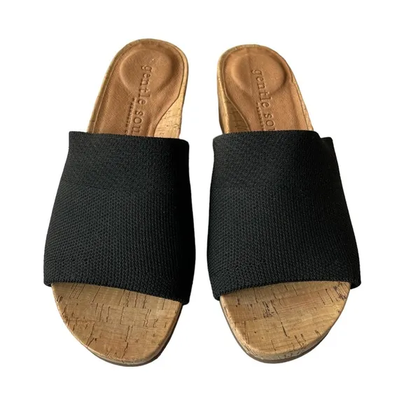 Kenneth Cole Gentle Souls black Gisele wedge slide sandals size 6.5