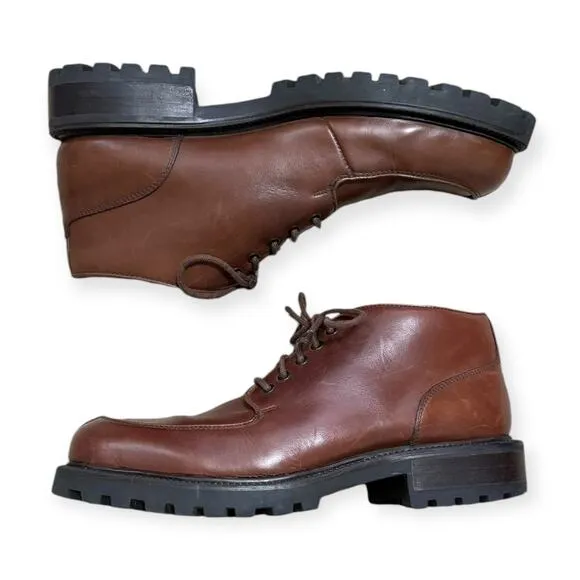 Kenneth Cole Leather Square Split Toe Chunky Lug Sole Y2K Chukka Boots Men's 13