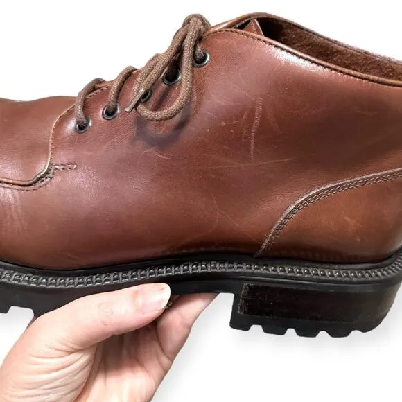 Kenneth Cole Leather Square Split Toe Chunky Lug Sole Y2K Chukka Boots Men's 13