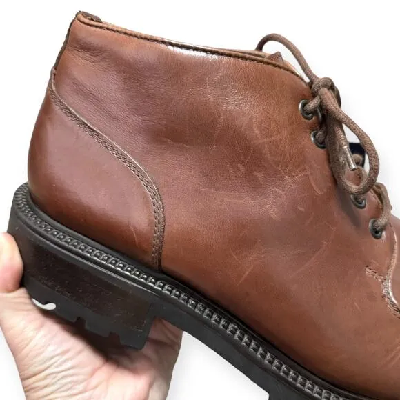 Kenneth Cole Leather Square Split Toe Chunky Lug Sole Y2K Chukka Boots Men's 13