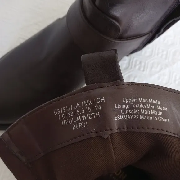 KENNETH COLE REACTION  Beryl O-Ring Harness Moto Brown Boots Womens Size 7.5