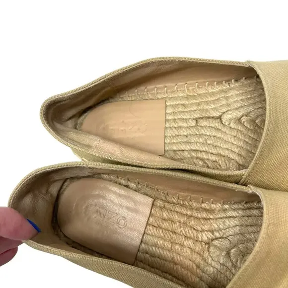 Kenzo Beige Classic Tiger Embroidered Espadrilles Beige Tan Size 38 / US 6.5