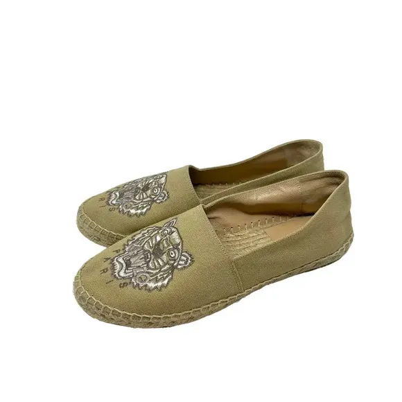 Kenzo Beige Classic Tiger Embroidered Espadrilles Beige Tan Size 38 / US 6.5