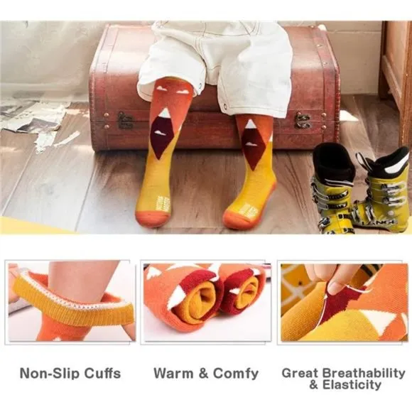 Kids Ski Socks - Merino Wool Blend, Over the Calf Design w/Non-Slip Cuff