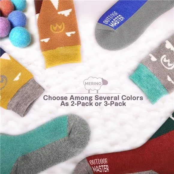 Kids Ski Socks - Merino Wool Blend, Over the Calf Design w/Non-Slip Cuff