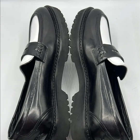 KOIO Sz 9 Arezzo Black White Slip-On Loafers Platform Sole NEW