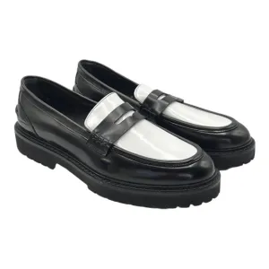 KOIO Sz 9 Arezzo Black White Slip-On Loafers Platform Sole NEW