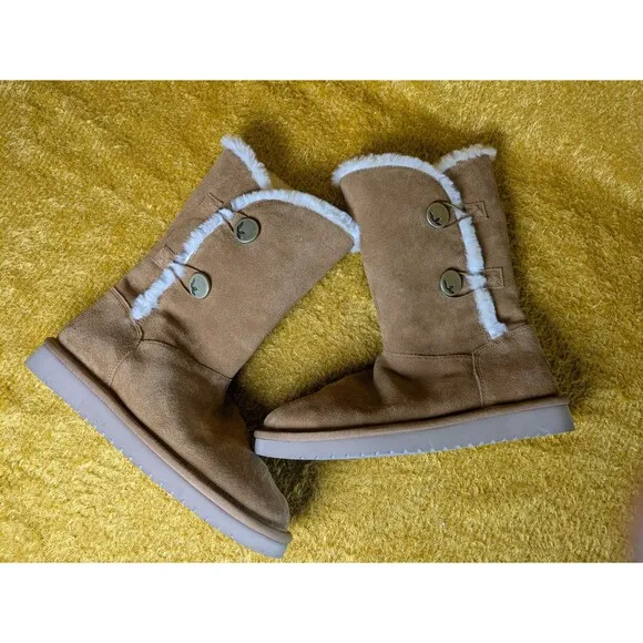 KOOLABURRA by UGG Women's Size 8 Chestnut Brown Suede Kinslei Tall Boots 1096409