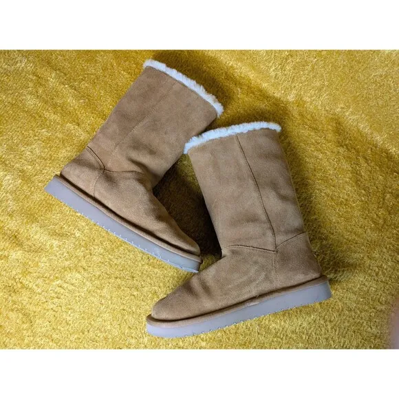 KOOLABURRA by UGG Women's Size 8 Chestnut Brown Suede Kinslei Tall Boots 1096409