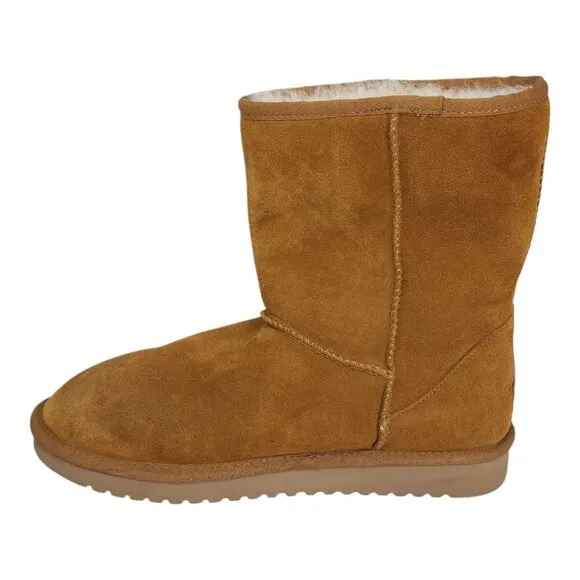 Koolaburra Suede Mid-Calf Boots Chestnut Tan Fur Lined Womens Size 11