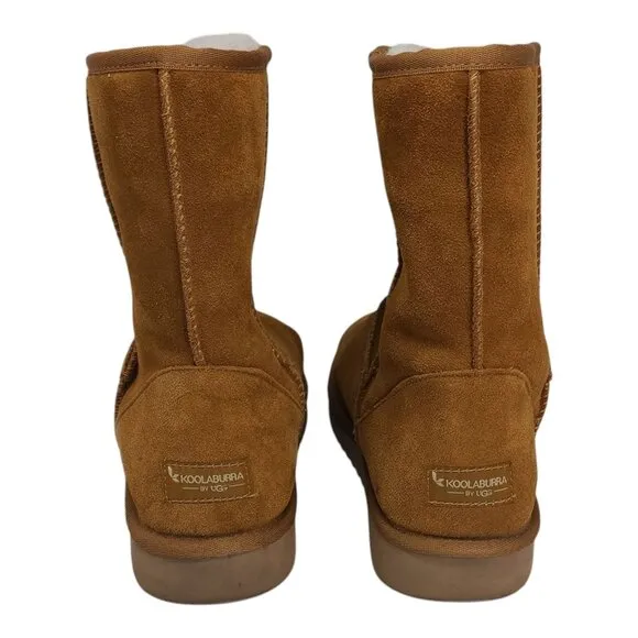 Koolaburra Suede Mid-Calf Boots Chestnut Tan Fur Lined Womens Size 11