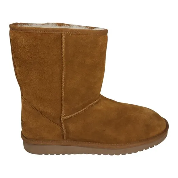 Koolaburra Suede Mid-Calf Boots Chestnut Tan Fur Lined Womens Size 11