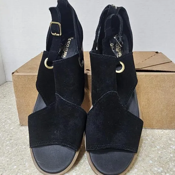 Koolaburra UGG Kaiah Black Ortholite Block Heel Open Toe Sandals Women's Size 9