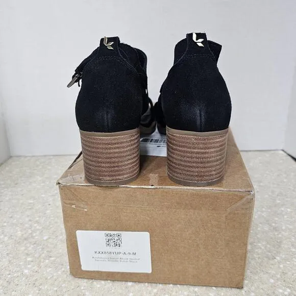 Koolaburra UGG Kaiah Black Ortholite Block Heel Open Toe Sandals Women's Size 9