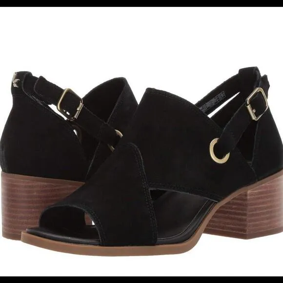 Koolaburra UGG Kaiah Black Ortholite Block Heel Open Toe Sandals Women's Size 9