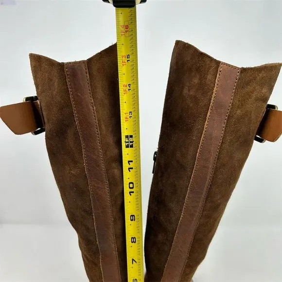 Kork-Ease Women's Brown Leather Tall Riding Boots Size 6 Knee High with Buckle