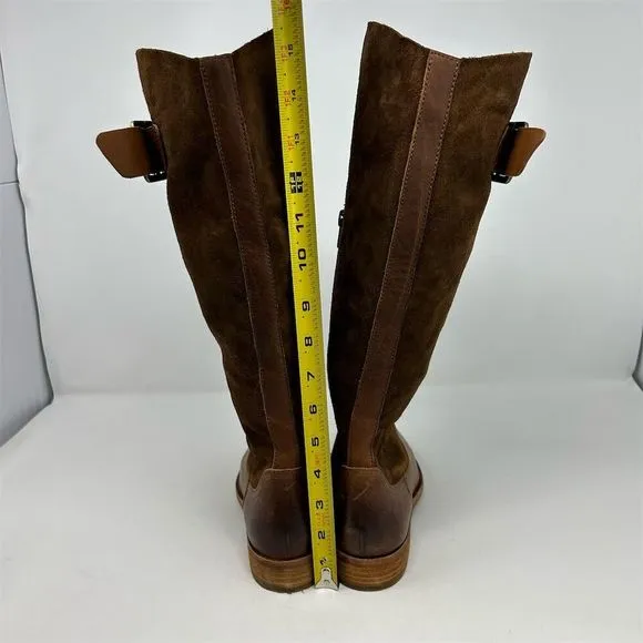 Kork-Ease Women's Brown Leather Tall Riding Boots Size 6 Knee High with Buckle