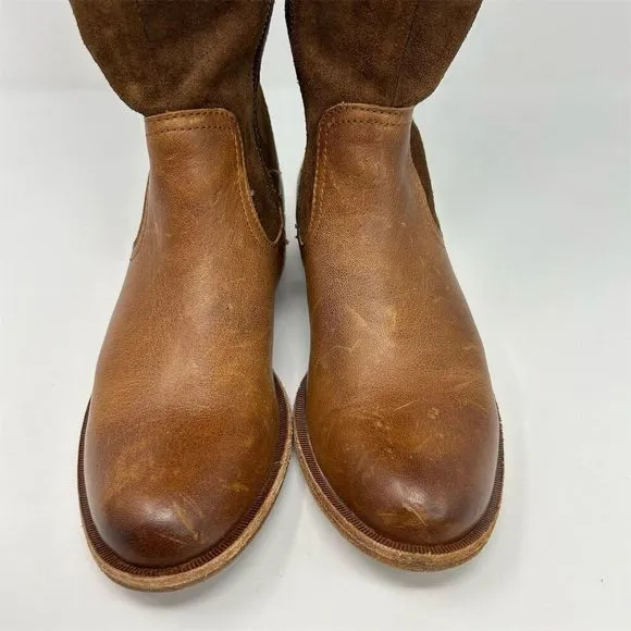 Kork-Ease Women's Brown Leather Tall Riding Boots Size 6 Knee High with Buckle