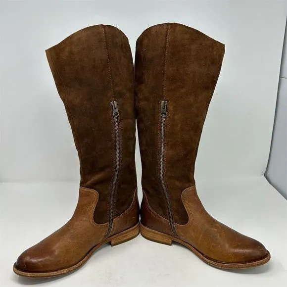 Kork-Ease Women's Brown Leather Tall Riding Boots Size 6 Knee High with Buckle
