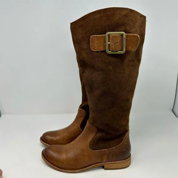 Kork-Ease Women's Brown Leather Tall Riding Boots Size 6 Knee High with Buckle
