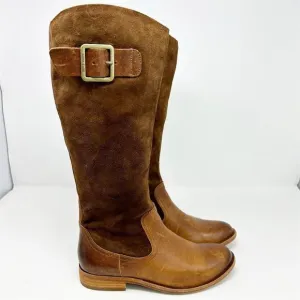 Kork-Ease Women's Brown Leather Tall Riding Boots Size 6 Knee High with Buckle