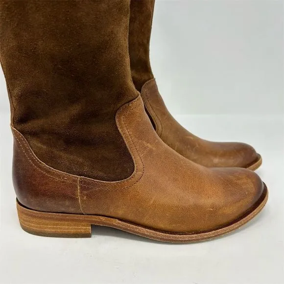 Kork-Ease Women's Brown Leather Tall Riding Boots Size 6 Knee High with Buckle