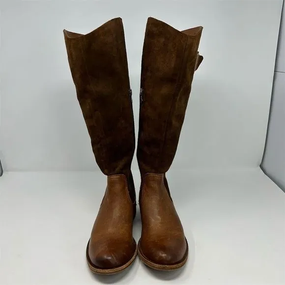 Kork-Ease Women's Brown Leather Tall Riding Boots Size 6 Knee High with Buckle