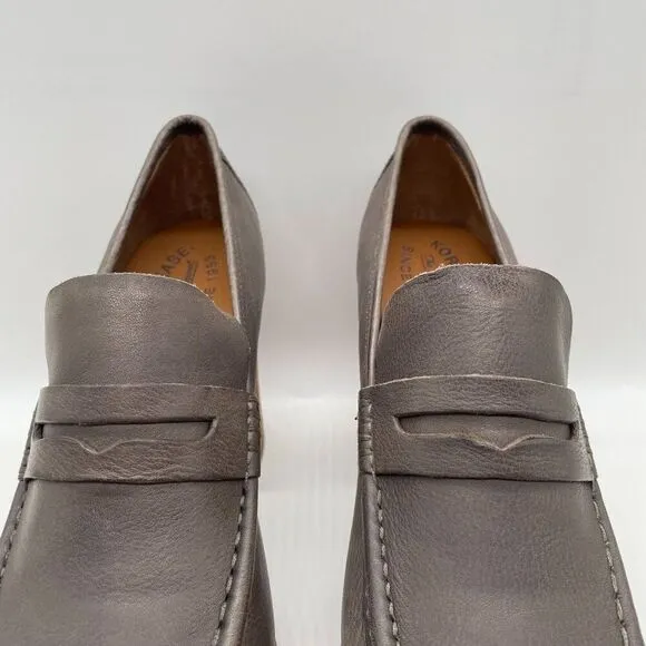 Kork-Ease Barbara Grey Leather Penny Loafer Block Heel Platform Shoes 9.5 Y2K