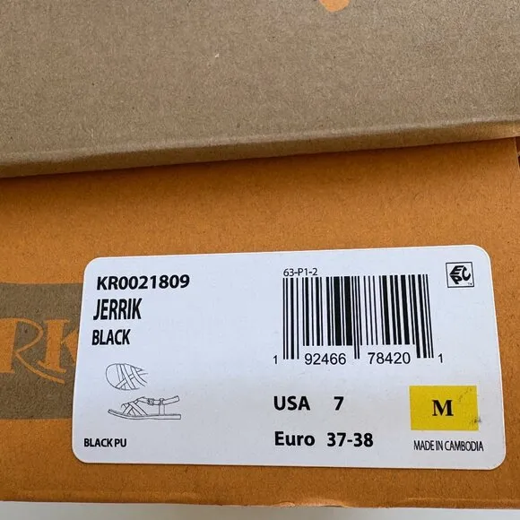 Korks by Kork-Ease Jerrick Sandals Strappy Flats Black Size 7 NEW