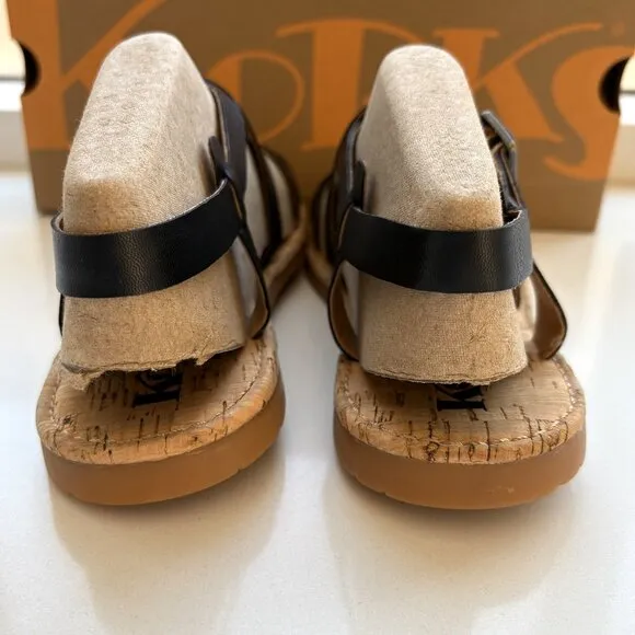 Korks by Kork-Ease Jerrick Sandals Strappy Flats Black Size 7 NEW