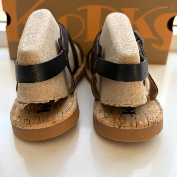 Korks by Kork-Ease Jerrick Sandals Strappy Flats Black Size 9 NEW