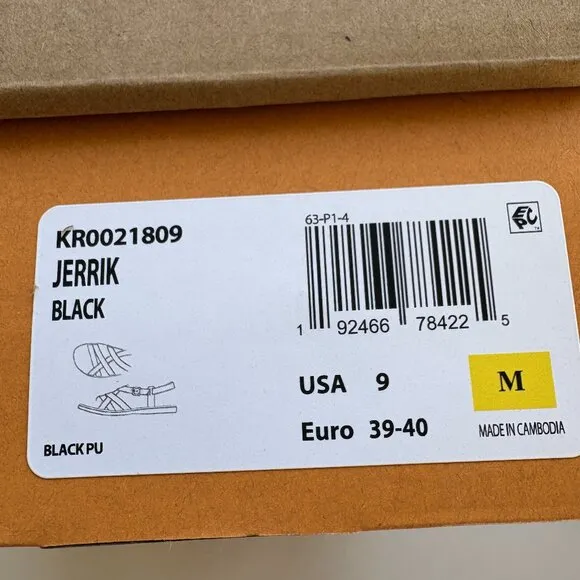 Korks by Kork-Ease Jerrick Sandals Strappy Flats Black Size 9 NEW