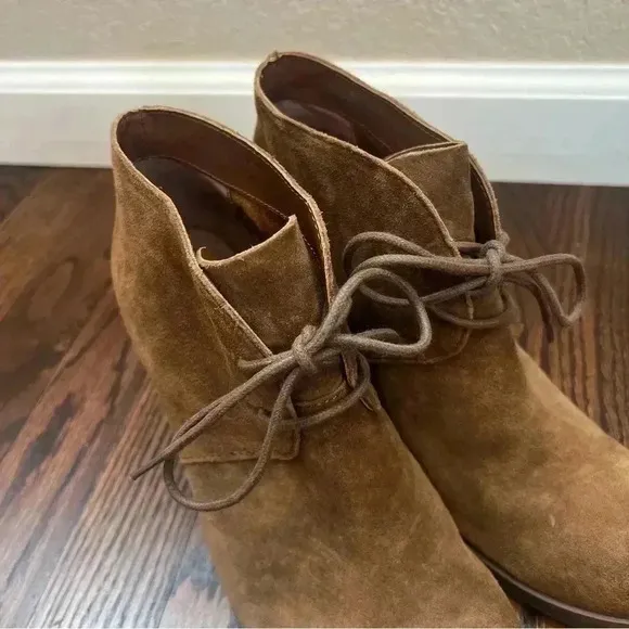 Korks by Kork-Ease Roana Brown Suede Chunky Heeled Lace Up Ankle Booties Size 9M