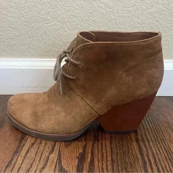 Korks by Kork-Ease Roana Brown Suede Chunky Heeled Lace Up Ankle Booties Size 9M