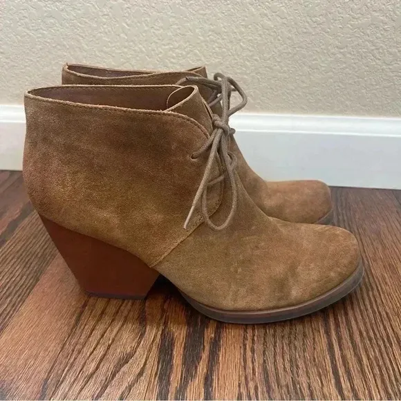 Korks by Kork-Ease Roana Brown Suede Chunky Heeled Lace Up Ankle Booties Size 9M