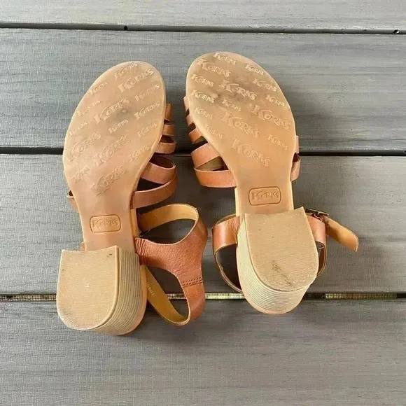 Korks by Kork-Ease Women's Cilla Leather Heel Sandals Sz 9