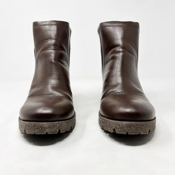 [Korks] Dark Brown Elsie Ankle Boots Round Toe Chunky Heel Lug Sole Booties 8.5