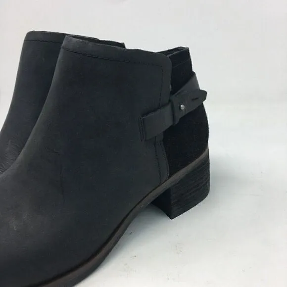 Korks Women's Boots Black Size 8.5 Leather Suede Chunky Heel Ankle Side Zipper