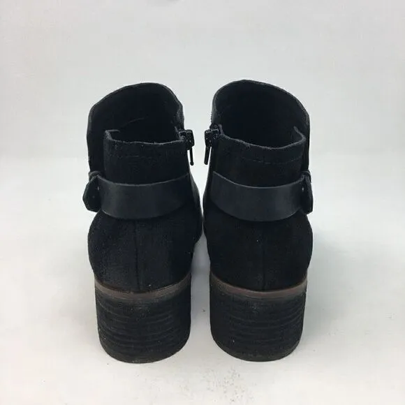 Korks Women's Boots Black Size 8.5 Leather Suede Chunky Heel Ankle Side Zipper