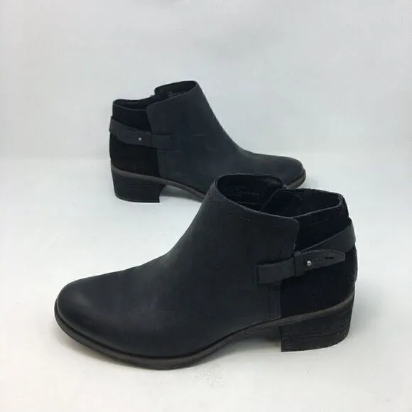 Korks Women's Boots Black Size 8.5 Leather Suede Chunky Heel Ankle Side Zipper