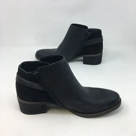 Korks Women's Boots Black Size 8.5 Leather Suede Chunky Heel Ankle Side Zipper