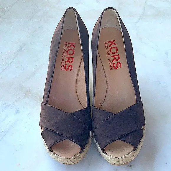 KORS MICHAEL KORS ESPADRILLES BROWN SUEDE SIZE 7 M