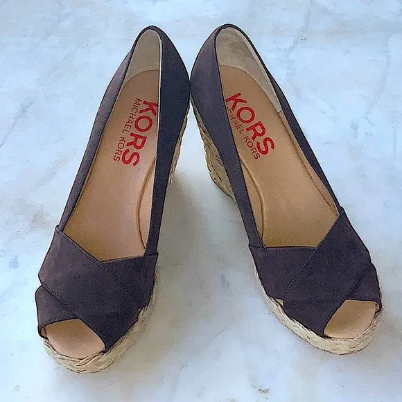 KORS MICHAEL KORS ESPADRILLES BROWN SUEDE SIZE 7 M