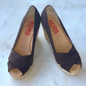 KORS MICHAEL KORS ESPADRILLES BROWN SUEDE SIZE 7 M