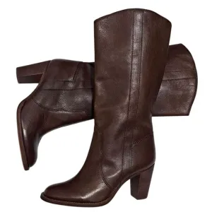 Kors Michael Kors Leather Mid Calf Riding Boots Size 7.5 Brown