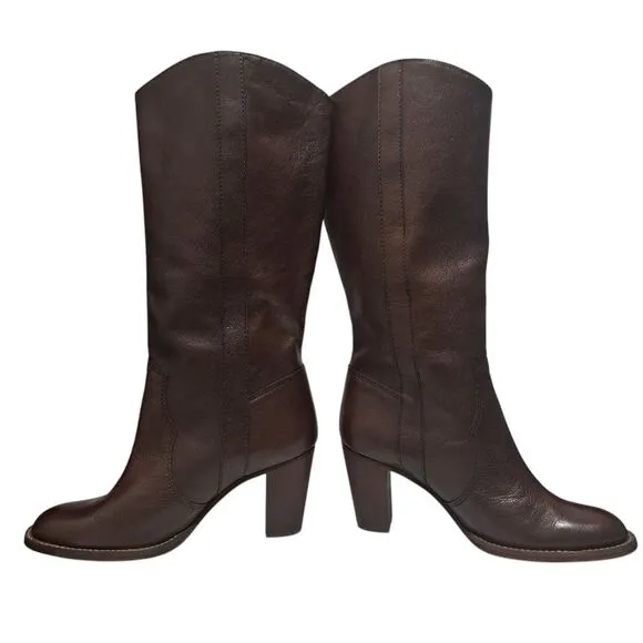 Kors Michael Kors Leather Mid Calf Riding Boots Size 7.5 Brown