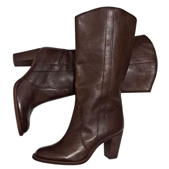 Kors Michael Kors Leather Mid Calf Riding Boots Size 7.5 Brown