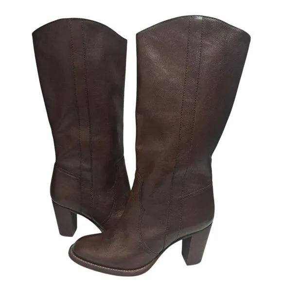 Kors Michael Kors Leather Mid Calf Riding Boots Size 7.5 Brown
