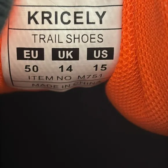 KRICELY Trail Shoes X-Grip sneakers M751 size 15 black gray sneakers